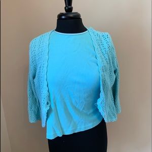 turquoise sweater